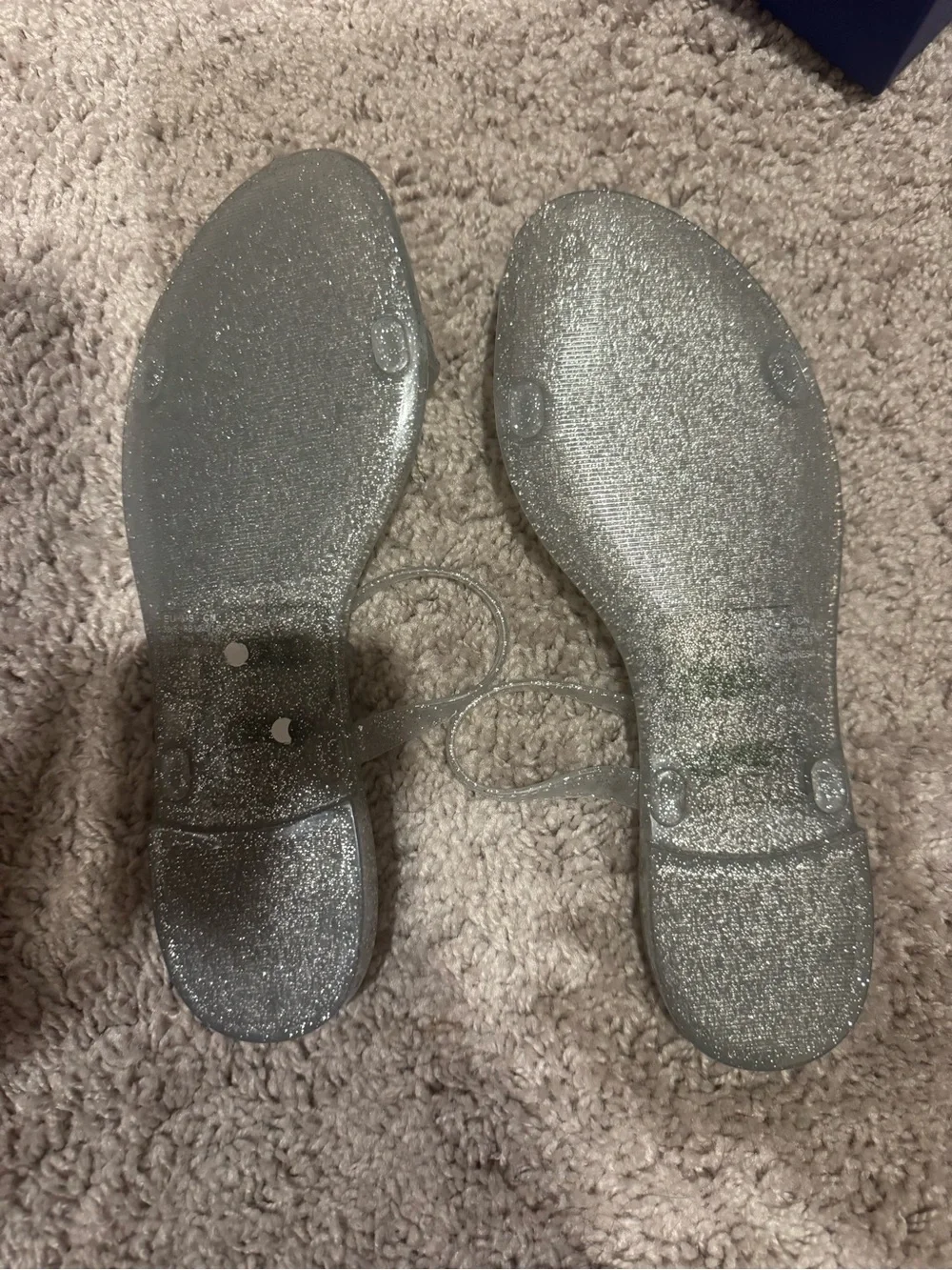 Stuart Weitzman Silver Glitter Jelly Sandals